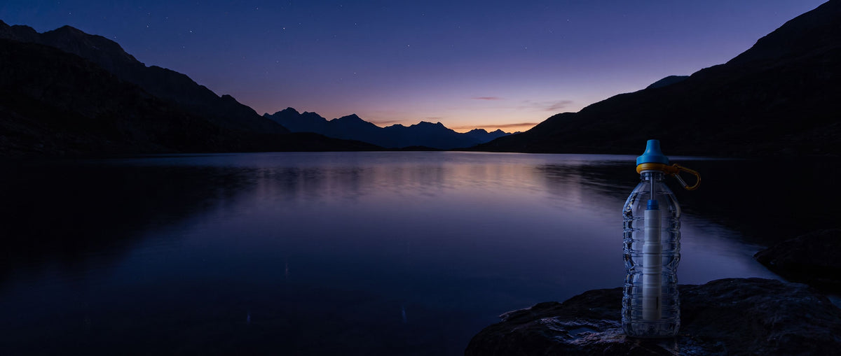 A mountain lake at dusk